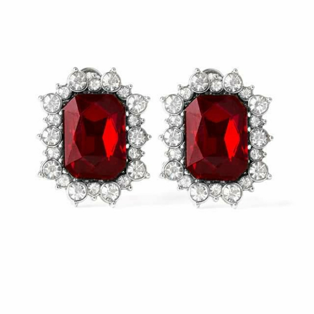 Red clip on earrings